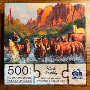 “Legends are Made” 500-Piece Puzzle with Poster - Western Art by Mark Keathly